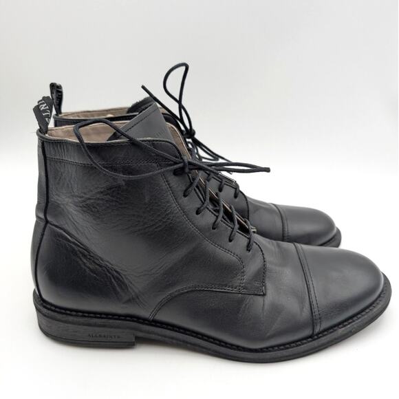 AllSaints Harland Cap Toe Ankle Boots Lace-Up Men's Black Size US13 EU46 - Picture 3 of 11